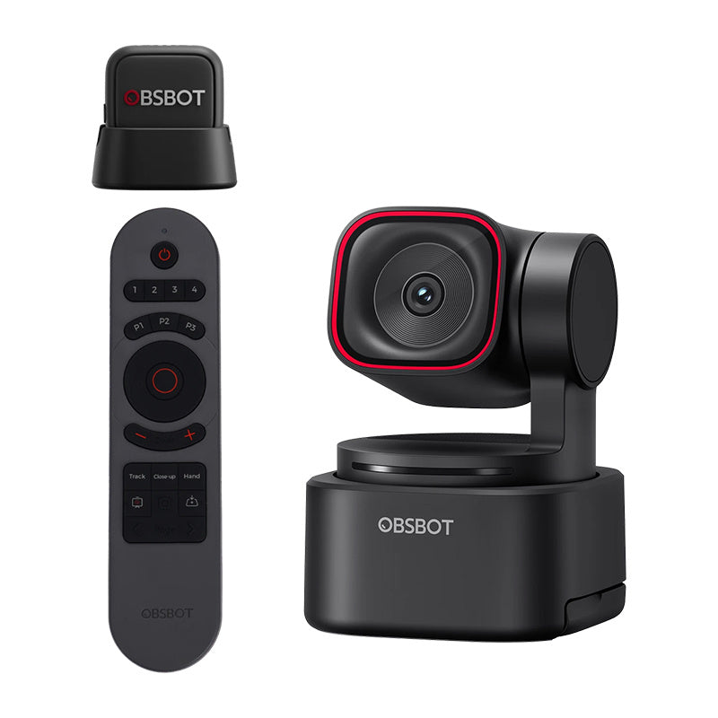OBSBOT Tiny 3 Lite webcam with remote control and microphone - Product Image 1