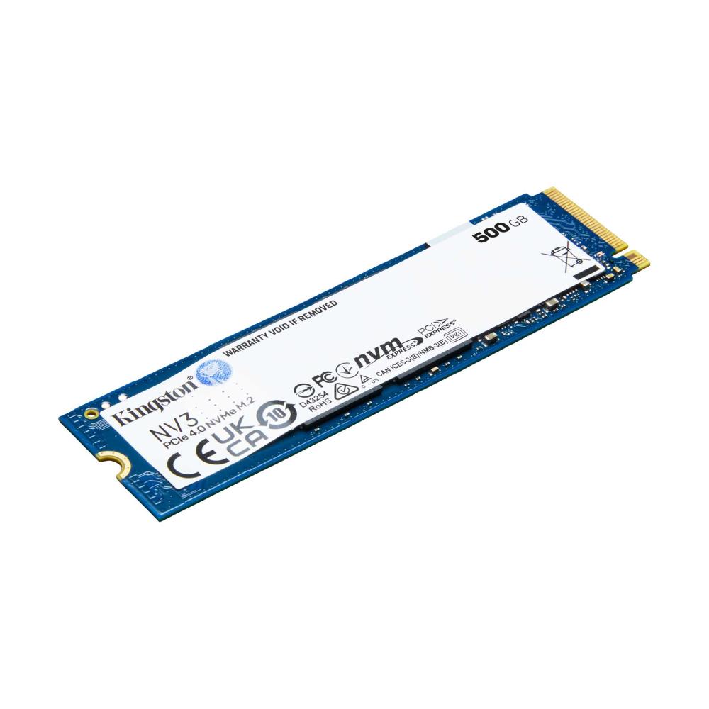 SSD KINGSTON NV3 500GB M.2 PCIE NVMe 3D NAND Write speed 3000 MBytes/sec Read speed 5000 MBytes/sec TBW 160 TB MTBF 200000 hours SNV3S/500G