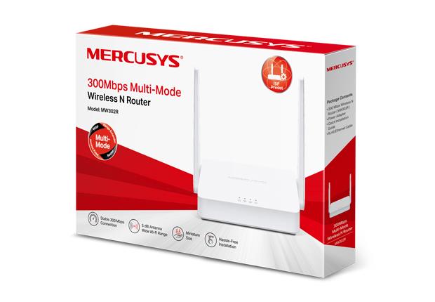 Wireless Router MERCUSYS Wireless Router 300 Mbps IEEE 802.11b IEEE 802.11g IEEE 802.11n 2x10/100M LAN \ WAN ports 1 Number of antennas 2 MW302R