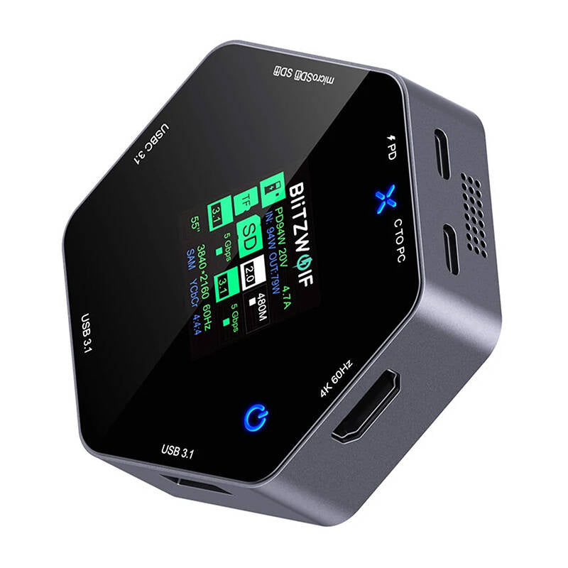 Blitzwolf 8in1 docking station BW-TH16 USB 100W LCD Smart Display - Image 1