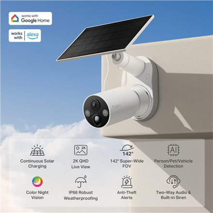 TP-LINK C425 KIT | Solar-Powered Security Camera Kit | Bullet | 4 MP | F/2.1 | H.264 | microSD, Max. 512GB