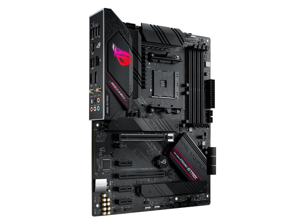 Mainboard ASUS AMD B550 SAM4 ATX Memory DDR4 Memory slots 4 3xPCI-Express 3.0 1x 1xPCI-Express 3.0 4x 1xPCI-Express 4.0 16x 2xM.2 1xHDMI 1xDisplayPort 2xAudio-In 3xAudio-Out 2xUSB 2.0 5xUSB 3.2 1xUSB type C 1xOptical S/PDIF 1xRJ45 2xRF-Out