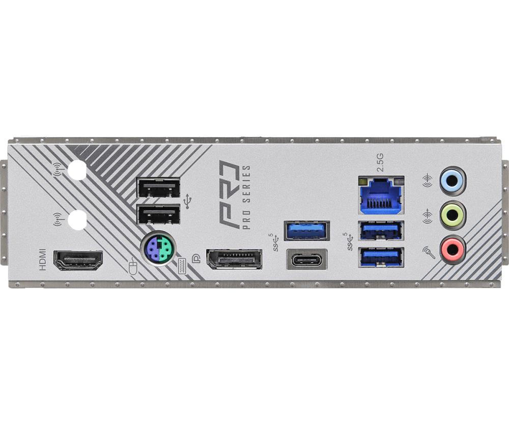 Mainboard ASROCK Intel B760 Express LGA1700 Micro-ATX Memory DDR5 Memory slots 4 1xPCI-Express 3.0 16x 1xPCI-Express 5.0 16x 1xM.2 1xHDMI 1xDisplayPort 2xUSB 2.0 3xUSB 3.2 1xUSB-C 1xPS/2 1xRJ45 3xAudio port B760MPRORS