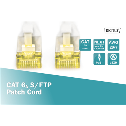 CAT 6A S/FTP | Patch cord | Length 10 m | Grey