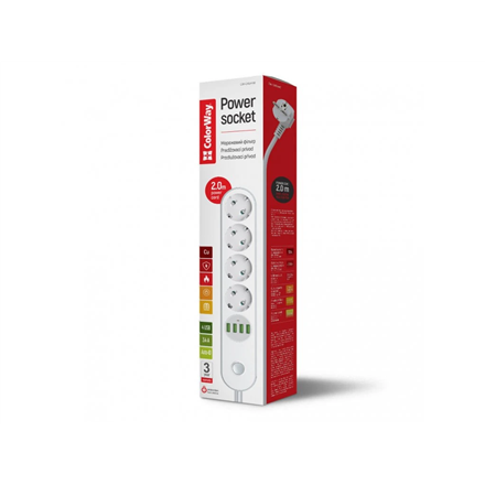ColorWay | CW-CHE44W | Power socket, 4 EU sockets