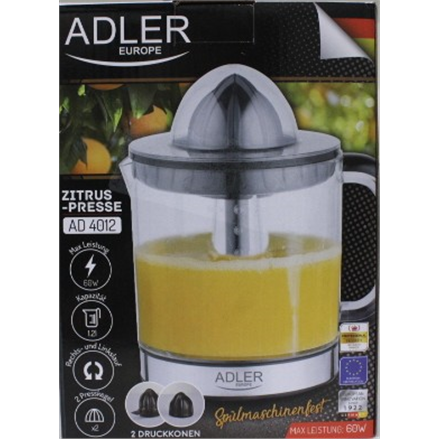 SALE OUT. Adler AD 4012 Citrus Juicer, 2 Pressing Cups for Big and Small Citrus Fruits, 40W, Black | Adler Citrus Juicer