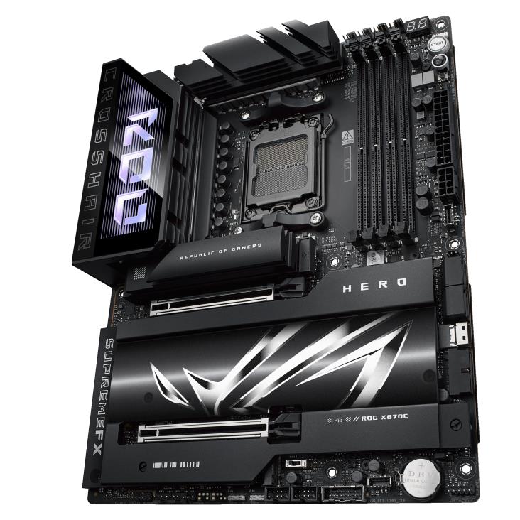 Mainboard ASUS AMD X870E SAM5 ATX Memory DDR5 Memory slots 4 2xPCI-Express 4.0 16x 2xPCI-Express 5.0 16x 4xM.2 1xHDMI 1xAudio-In 1xAudio-Out 6xUSB 3.2 2xUSB-C 2xUSB4 1xOptical S/PDIF 1xRJ45 ROGCROSSHAIRX870EHERO