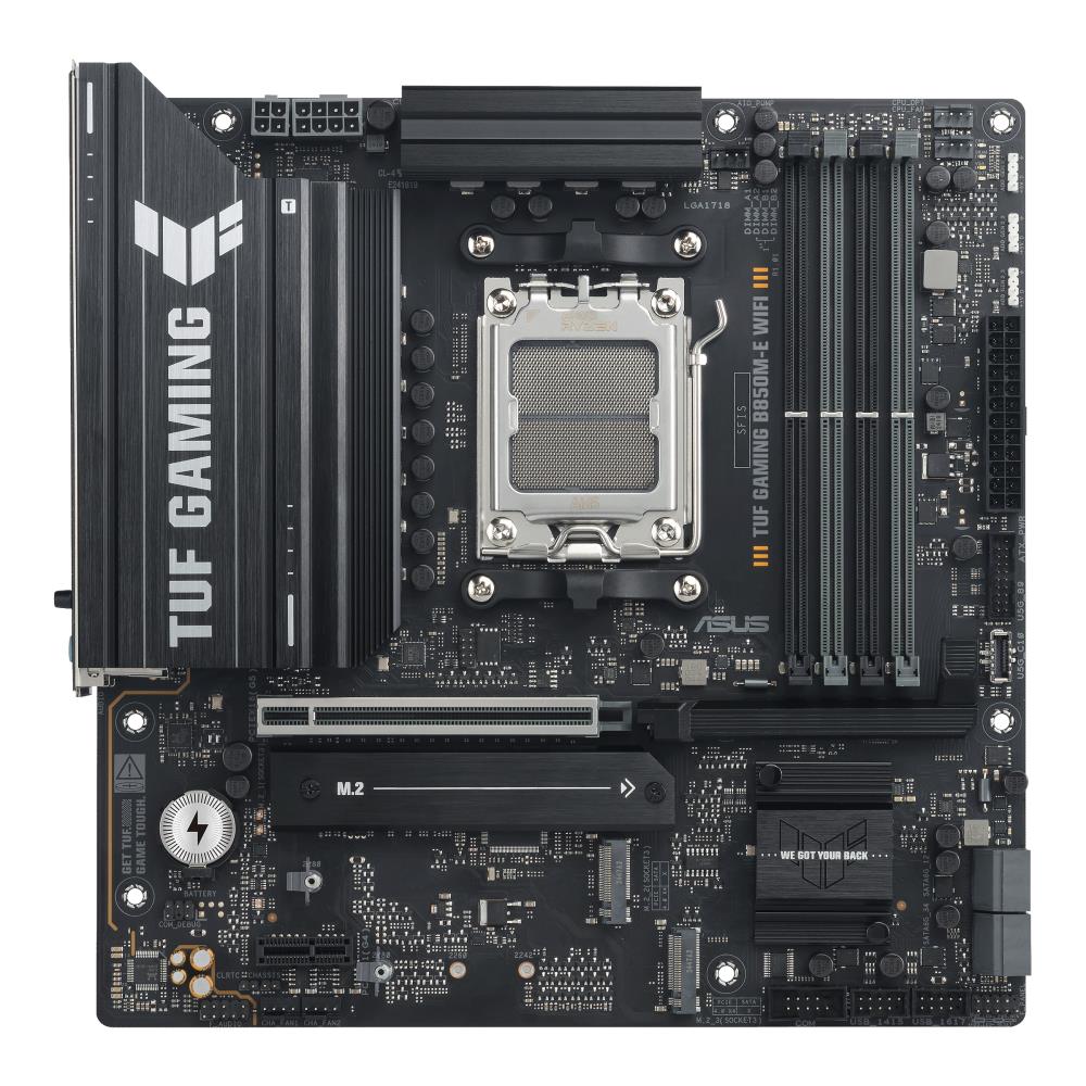 Mainboard ASUS AMD B850 SAM5 Micro-ATX Memory DDR5 Memory slots 4 1xPCI-Express 4.0 1x 1xPCI-Express 4.0 16x 1xPCI-Express 5.0 16x 3xM.2 1xHDMI 2xDisplayPort 4xUSB 2.0 2xUSB 3.2 2xUSB-C 1xPS/2 1xRJ45 3xAudio port TUFGAMINGB850M-EWIFI