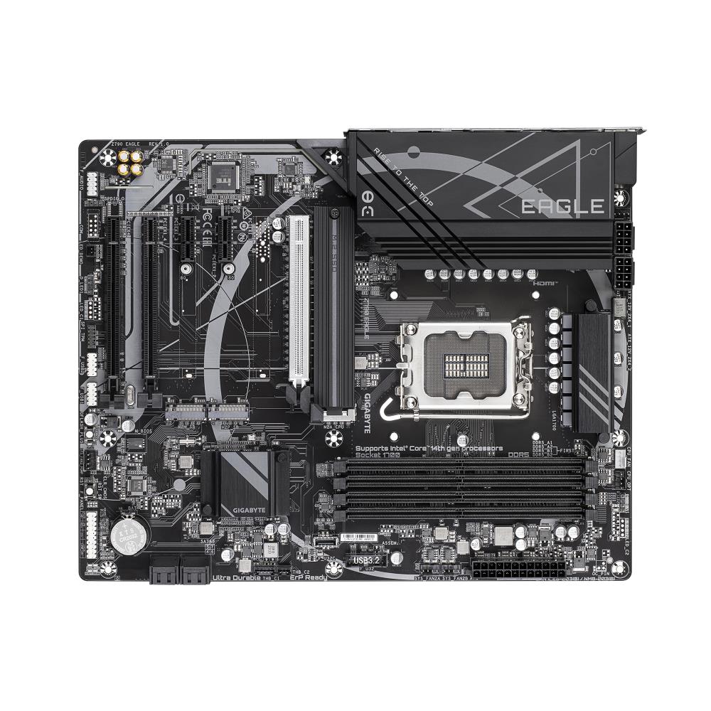 Mainboard GIGABYTE Intel Z790 LGA1700 ATX Memory DDR5 Memory slots 4 3xPCI-Express 3.0 1x 1xPCI-Express 4.0 4x 1xPCI-Express 5.0 16x 3xM.2 1xHDMI 1xDisplayPort 6xUSB 2.0 6xUSB 3.2 1xUSB-C 1xPS/2 1xOptical S/PDIF 1xRJ45 3xAudio port Z790EAGLE1.0