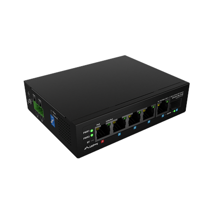 Lanberg Switch PoE 1xBT 3xAT SFP/ETH Din Unmanagment Fast Ethernet | ILFE-4P-1GE-1S-90