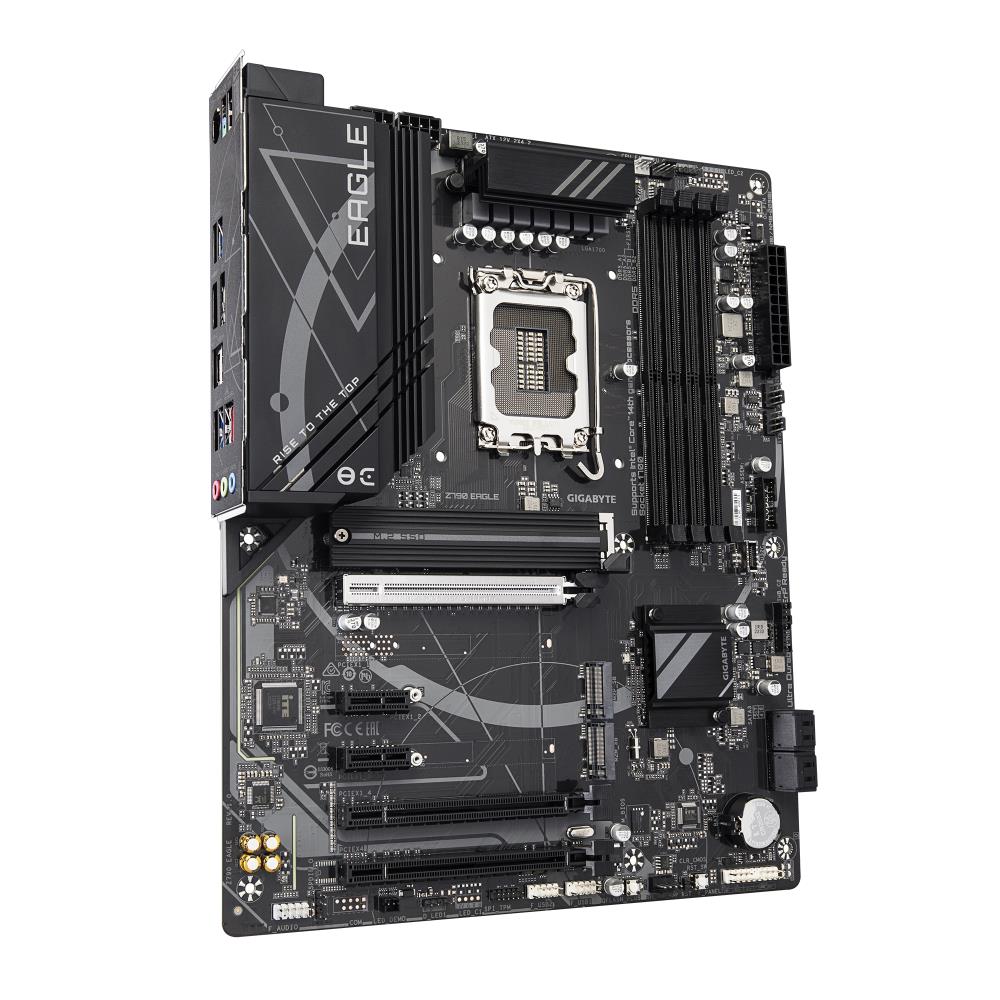 Mainboard GIGABYTE Intel Z790 LGA1700 ATX Memory DDR5 Memory slots 4 3xPCI-Express 3.0 1x 1xPCI-Express 4.0 4x 1xPCI-Express 5.0 16x 3xM.2 1xHDMI 1xDisplayPort 6xUSB 2.0 6xUSB 3.2 1xUSB-C 1xPS/2 1xOptical S/PDIF 1xRJ45 3xAudio port Z790EAGLE1.0