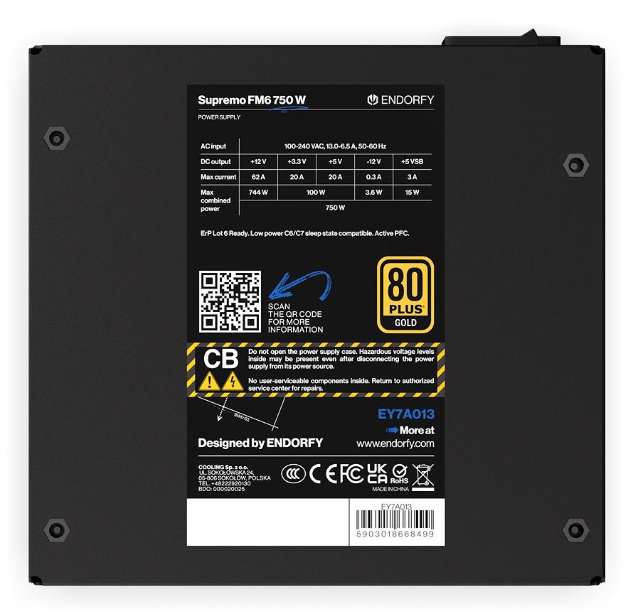 Power Supply ENDORFY ATX PC 100 - 240 V 750 W EY7A013