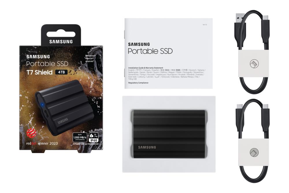 External SSD SAMSUNG T7 4TB USB 3.2 Write speed 1000 MBytes/sec Read speed 1050 MBytes/sec MU-PE4T0S/EU