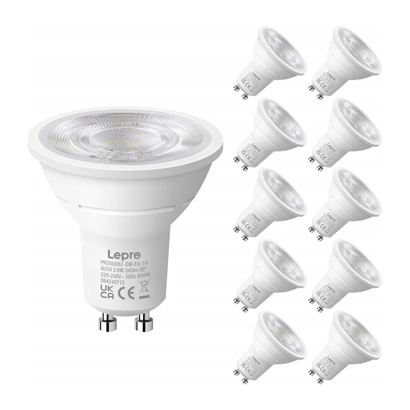 LEPRO 200082-DW-EU-10 GU10 LED Bulb, 3.6W, 345 lm, 6500K, 38°, Energy Class E, 10 pcs. - Image 1