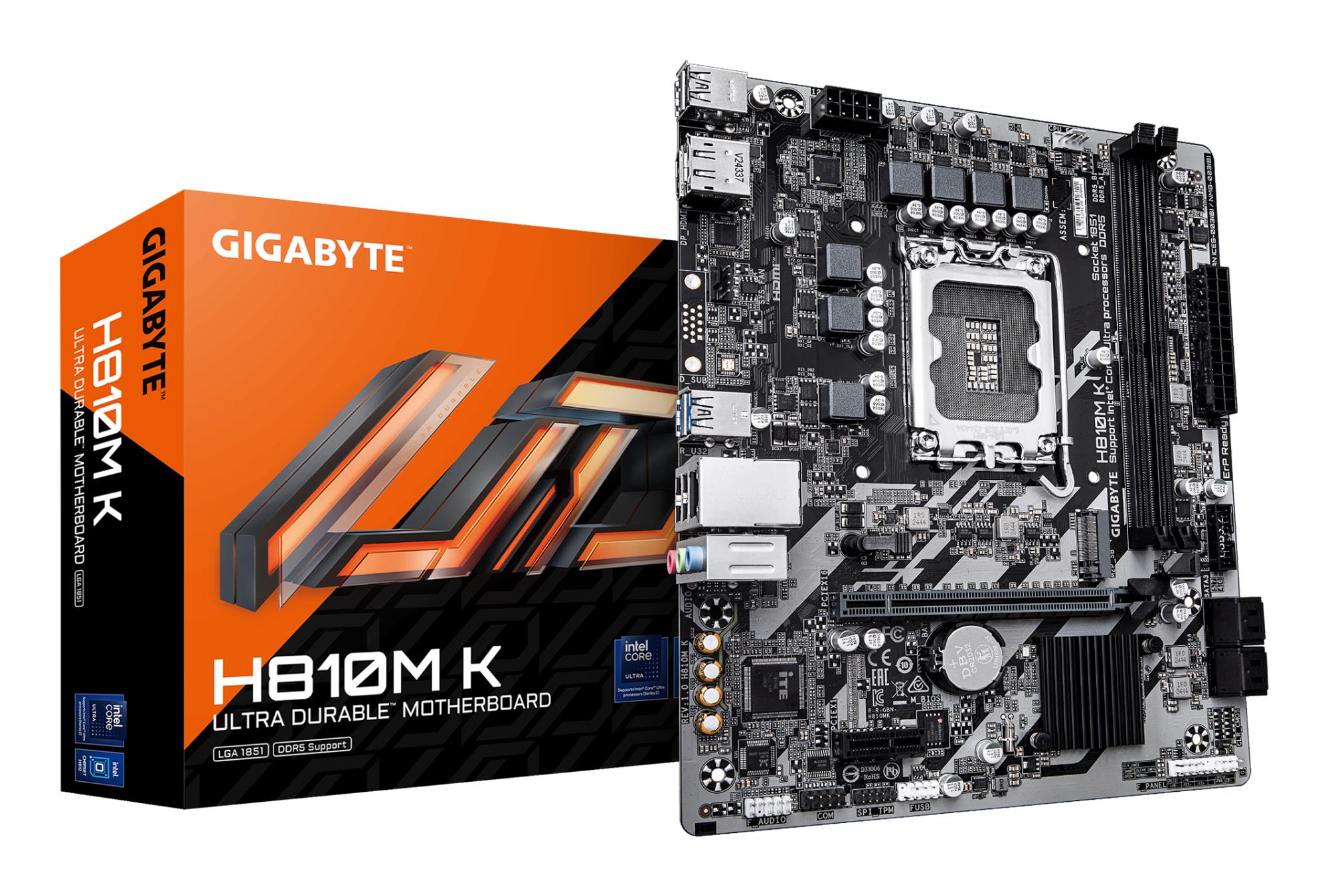 Mainboard GIGABYTE Intel H810 LGA1851 Micro-ATX Memory DDR5 Memory slots 2 H810MK1.0