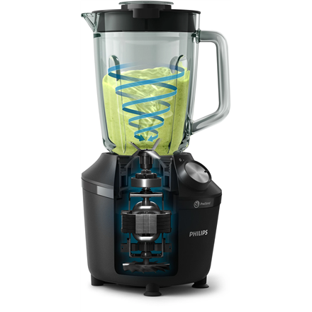 Philips Blender | HR2291/01 3000 Series | Tabletop | 600 W | Jar material Glass | Jar capacity 2 L | Ice crushing | Blac