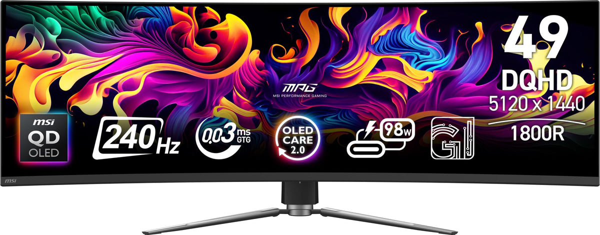 Monitor MSI 49 " 5120 x 1440 pixels Dual QHD Native aspect ratio 32:9 QD-OLED Curved MPG491CQPXQD-OLED