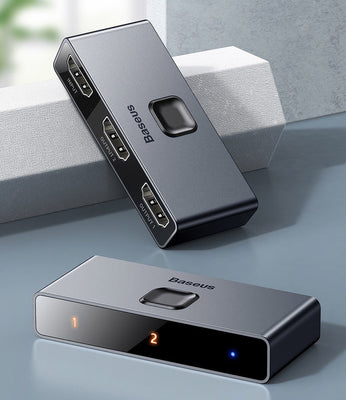 Baseus bidirectional switch splitter switcher HDMI - 2x HDMI 4K / 30 Hz gray (CAHUB-BC0G)