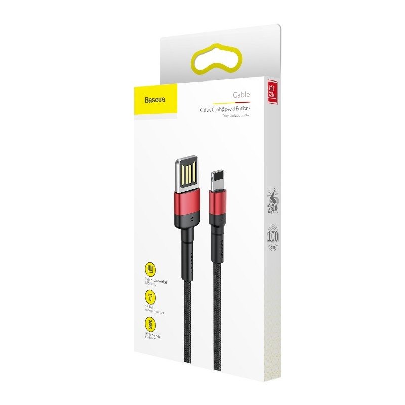 Baseus Cafule Double-sided USB Lightning Cable 2,4A 1m (Black+Red) - Image 5