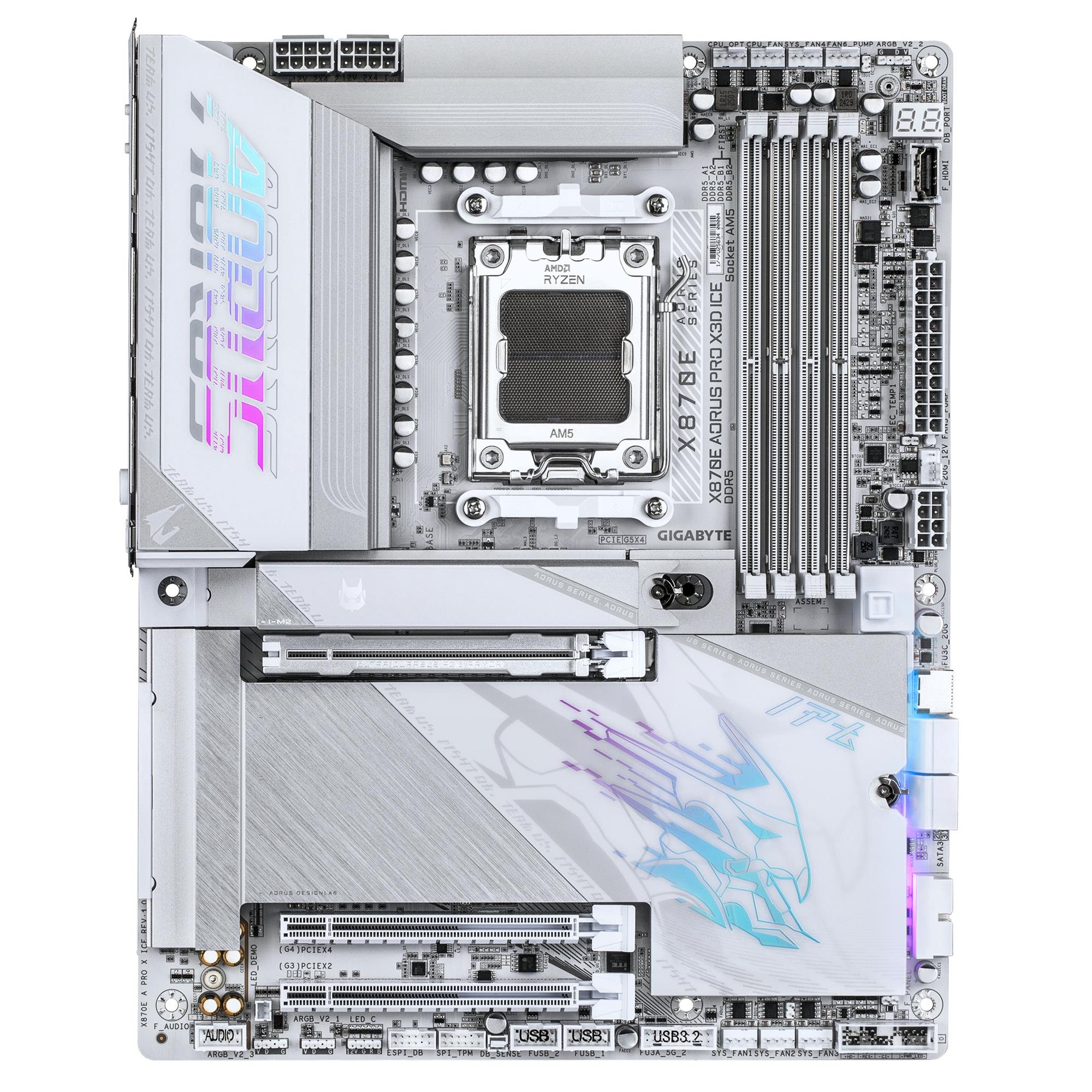 Mainboard GIGABYTE AMD X870E Socket AM5 ATX RAM DDR5-SDRAM 4xSlots Wi-Fi Yes Bluetooth Yes 4xNumber of M.2 (M) slots X870E A PRO X ICE X870EAPROXICE