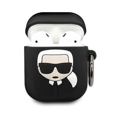 Karl Lagerfeld Silicone Ikonik Case for AirPods 1/2 - Black