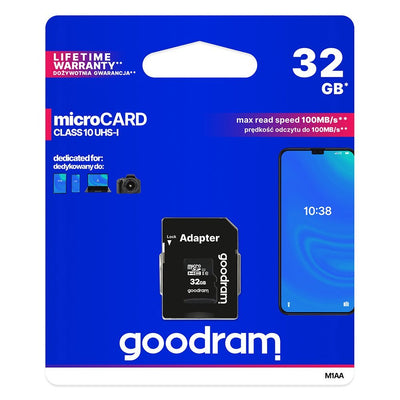 Goodram Microcard 32 GB micro SD HC UHS-I class 10 memory card, SD adapter (M1AA-0320R12)