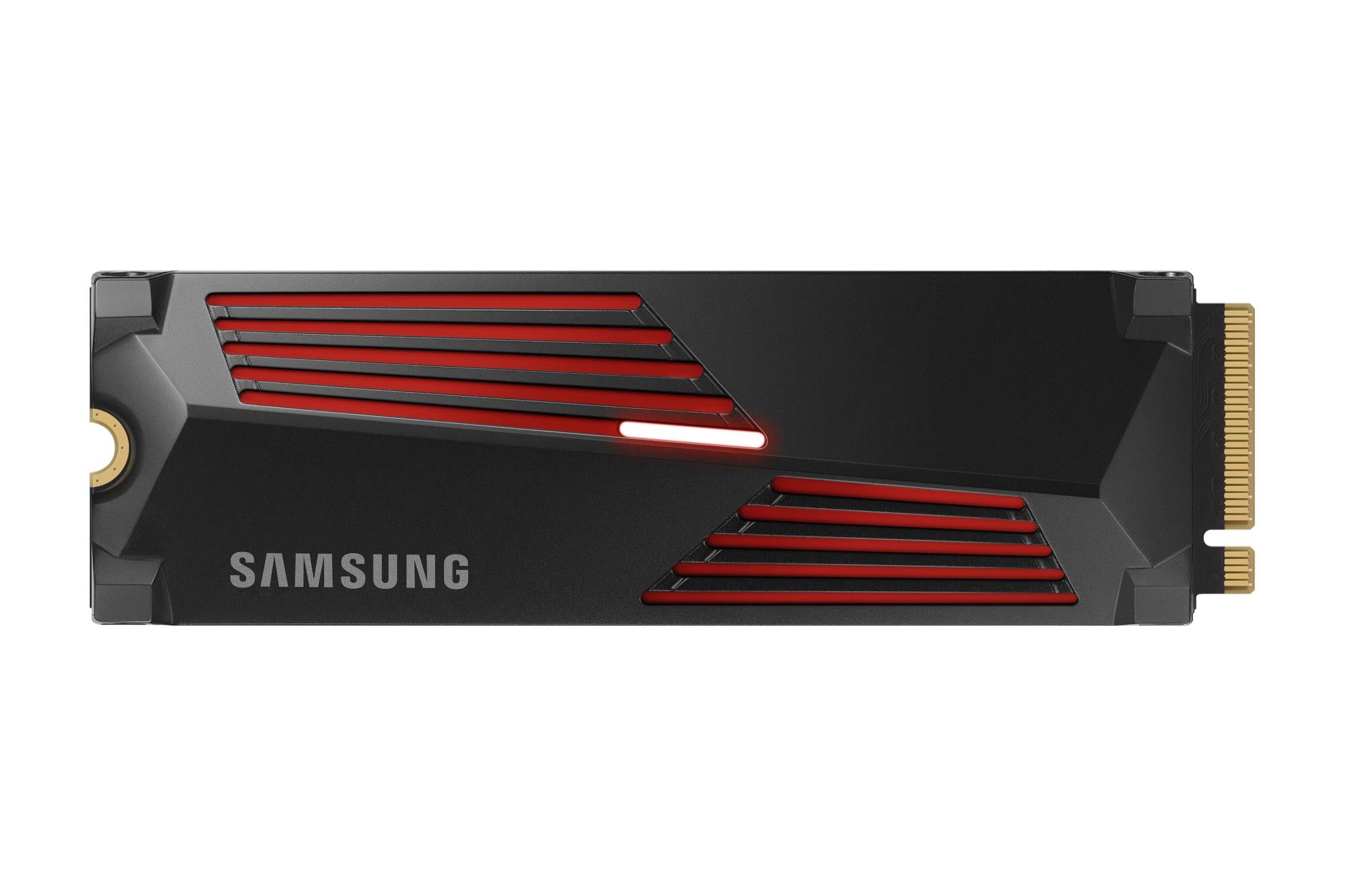 SSD SAMSUNG 990 PRO with Heatsink 4TB M.2 PCIe Gen4 NVMe TLC Write speed 6900 MBytes/sec Read speed 7450 MBytes/sec 2.3mm TBW 1200 TB MTBF 1500000 hours MZ-V9P4T0GW