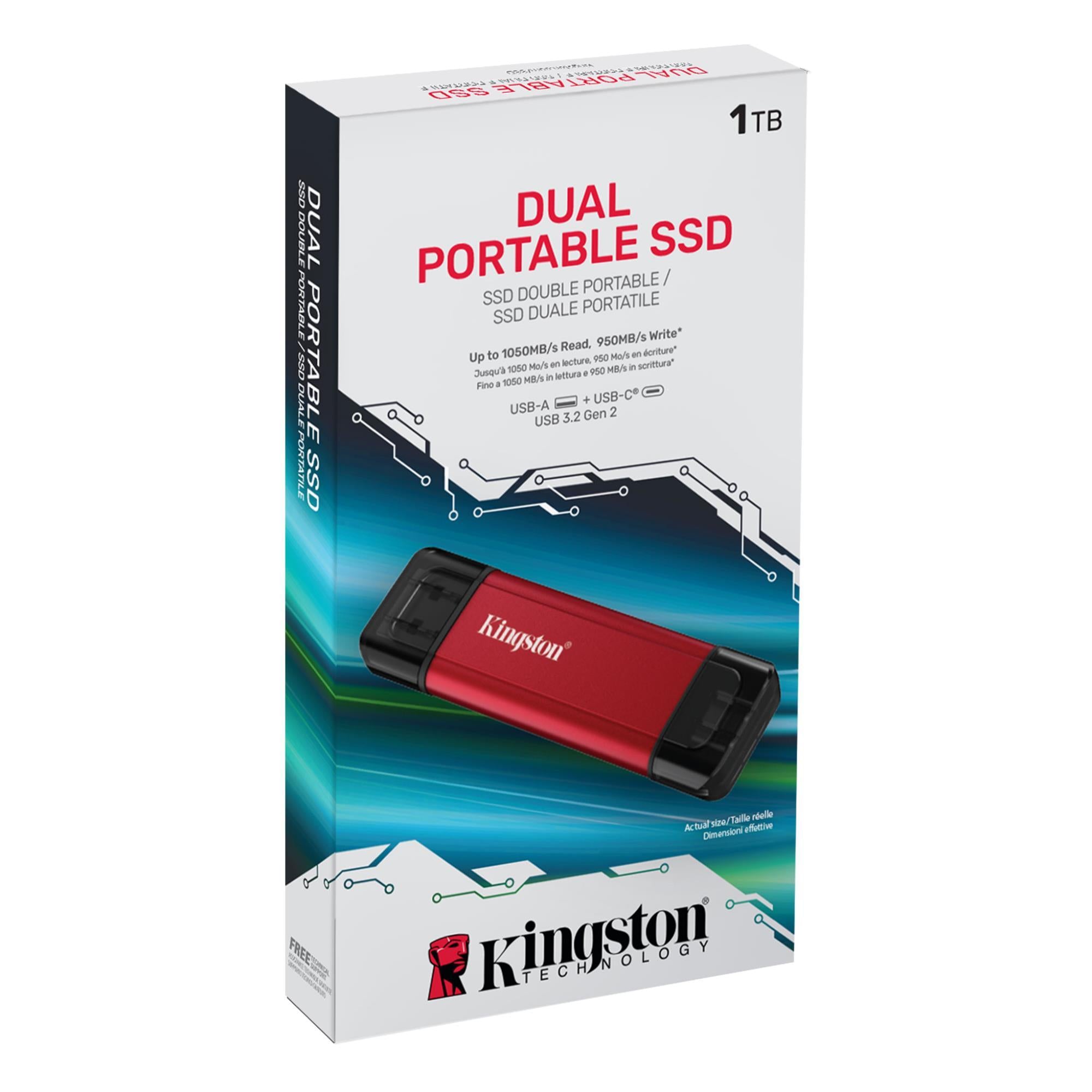 External SSD KINGSTON 1TB 3D NAND Write speed 950 MBytes/sec Read speed 1050 MBytes/sec SPSD/1TB