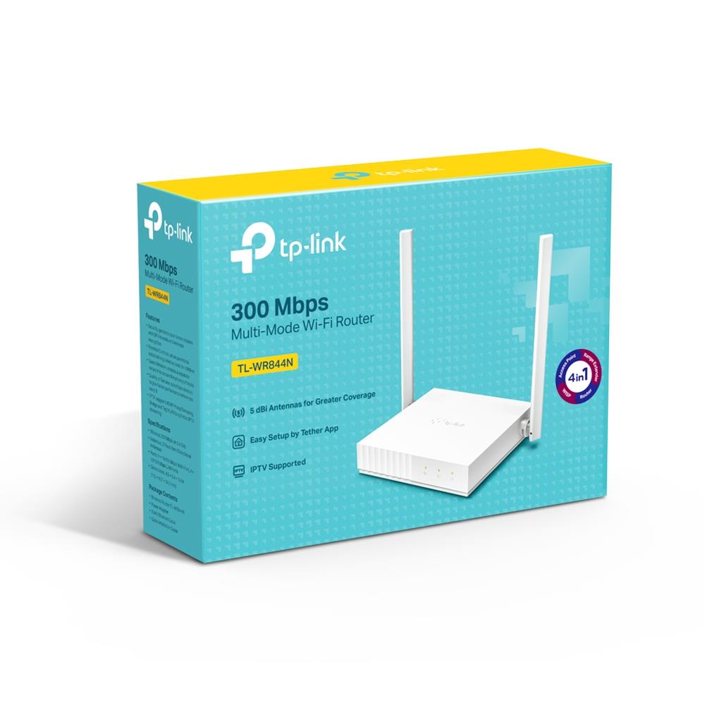 Wireless Router TP-LINK Wireless Router 300 Mbps IEEE 802.11b IEEE 802.11g IEEE 802.11n 1 WAN 4x10/100M Number of antennas 2 TL-WR844N