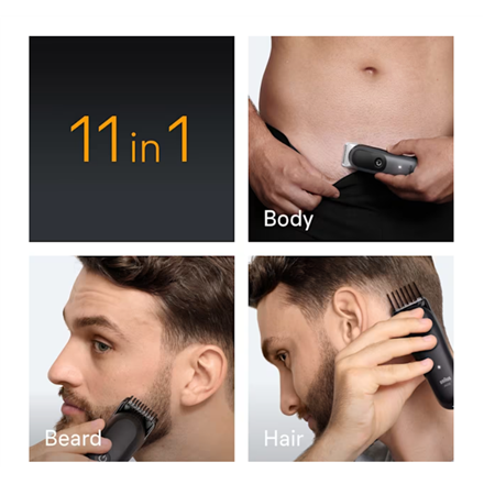 Braun 11-in-1 Grooming Kit | All-in-One Kit Series 5 AIO5560 | Cordless | Number of length steps 14 | Grey/Black
