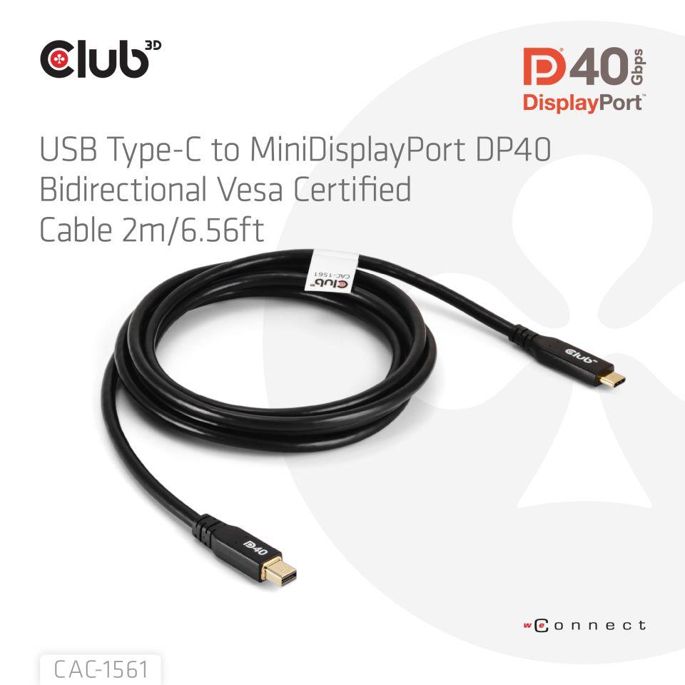 CABLE USB-C TO MINI DP 1.2M/M/M CAC-1561 CLUB3D