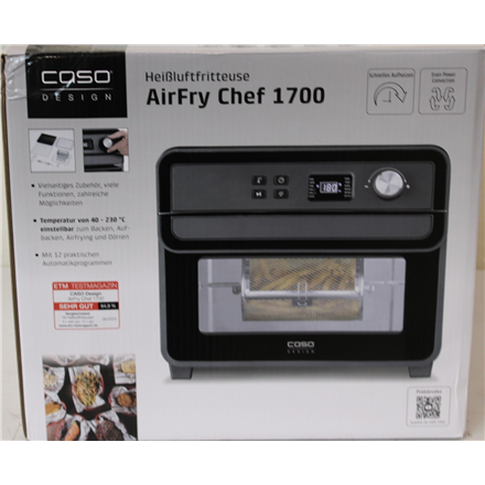 SALE OUT. | Caso | Air Fryer | 03000 AirFry Chef 1700 | Power 1700 W | Capacity 22 L | Black | DAMAGED PACKAGING | 24 mo