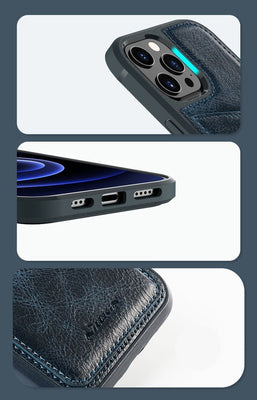 Nillkin Aoge Leather Case Flexible Armored Genuine Leather Case with Pocket for iPhone 12 Mini Black