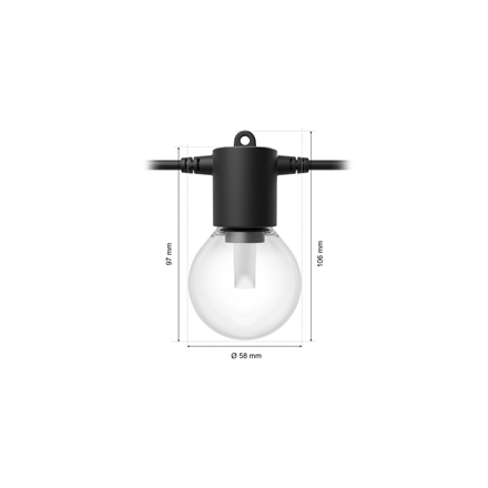 Philips Hue Hue Festavia Globe Outdoor String Lights, 21m Extension | 30 W