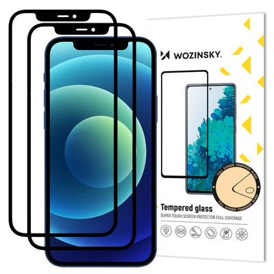 Wozinsky 2x Tempered Glass Full Glue Super Tough Screen Protector Full Coveraged with Frame Case Friendly for iPhone 12 Pro /