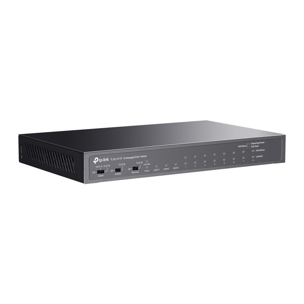Switch TP-LINK Desktop/pedestal 8x10Base-T / 100Base-TX 1xSFP 2xRJ45 PoE+ ports 8 65 Watts TL-SL1311P