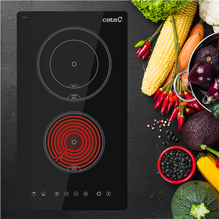 CATA Hob | TD 3002 BK | Vitroceramic | Number of burners/cooking zones 2 | Touch | Timer | Black