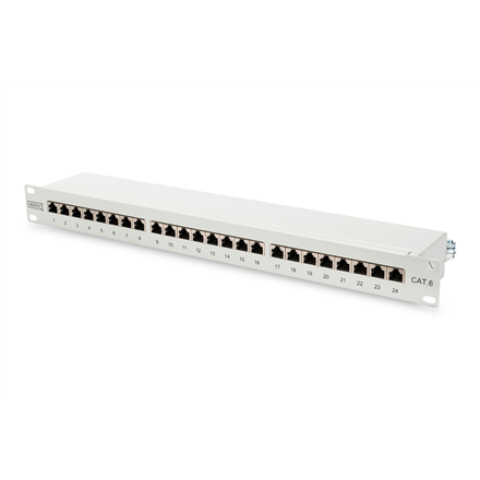 Digitus | Patch Panel | DN-91624S | 48.2 x 4.4 x 10.9 cm | Category: CAT 6; Ports: 24 x RJ45; Retention strength: 7.7 kg