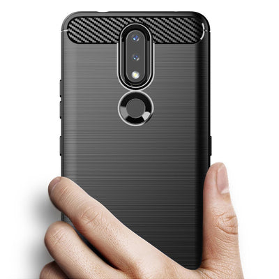 Carbon Case Flexible Cover TPU Case for Nokia 2.4 black — Hurtel
