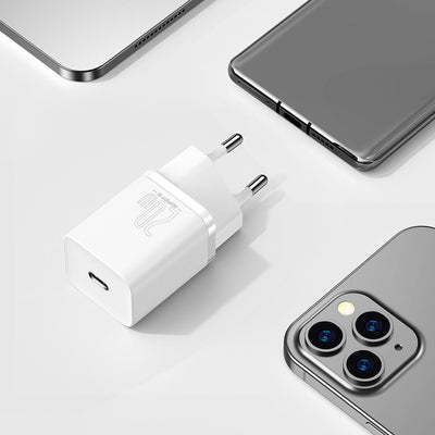 Baseus Super Si 1C fast charger USB Type C 20W Power Delivery + USB Type C - Lightning cable 1m white (TZCCSUP-B02)