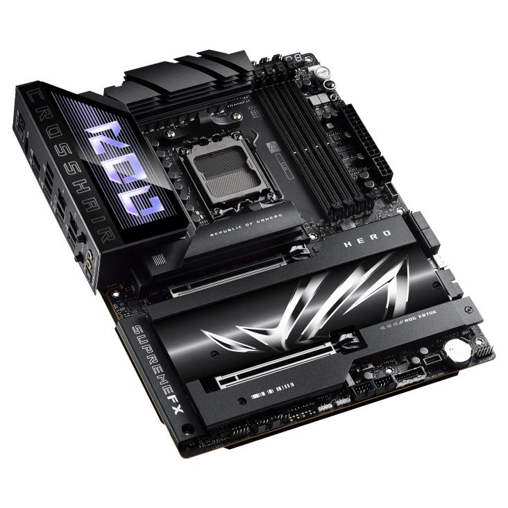 Mainboard ASUS AMD X870E SAM5 ATX Memory DDR5 Memory slots 4 2xPCI-Express 4.0 16x 2xPCI-Express 5.0 16x 4xM.2 1xHDMI 1xAudio-In 1xAudio-Out 6xUSB 3.2 2xUSB-C 2xUSB4 1xOptical S/PDIF 1xRJ45 ROGCROSSHAIRX870EHERO
