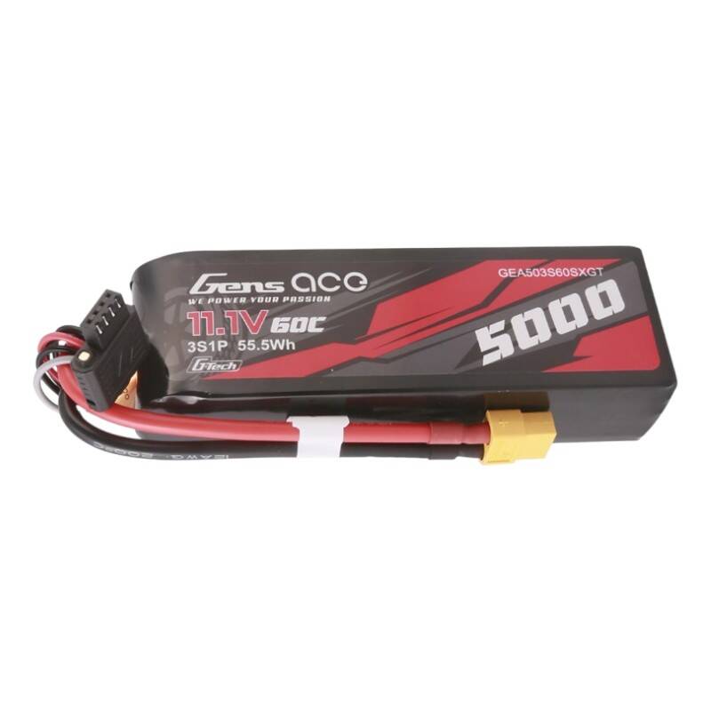 Gens ace G-Tech 5000mAh 11.1V 60C 3S1P Short-Size Lipo With XT60 Plug - Image 1