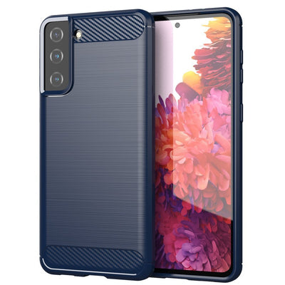 Carbon Case Flexible Cover TPU Case for Samsung Galaxy S21+ 5G (S21 Plus 5G) blue — Hurtel