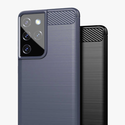 Carbon Case Flexible Cover TPU Case for Samsung Galaxy S21 Ultra 5G blue — Hurtel