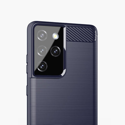Carbon Case Flexible Cover TPU Case for Samsung Galaxy S21 Ultra 5G blue — Hurtel