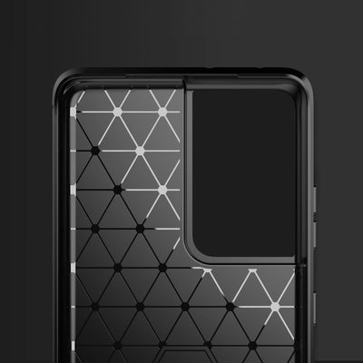Carbon Case Flexible Cover TPU Case for Samsung Galaxy S21 Ultra 5G blue — Hurtel