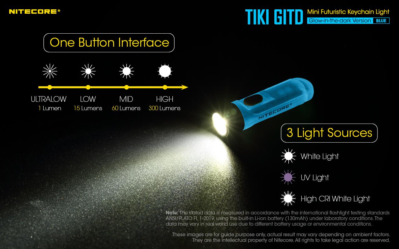 FLASHLIGHT T SERIES 300 LUMENS/TIKI GITD BLUE NITECORE
