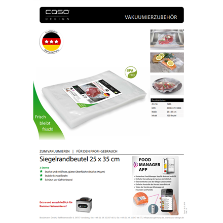 Caso | Sealed edge bags | 01286 | 100 bags | Dimensions (W x L) 25 x 35  cm
