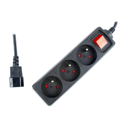 EnerGenie | Power strip, 3 FR sockets, 10 A, C14 plug | EG-PSU3F-01
