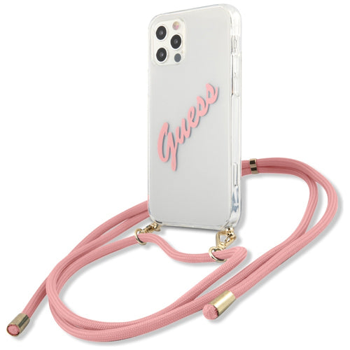 Guess Script Vintage iPhone 12 Pro Max 6.7" Case - Pink